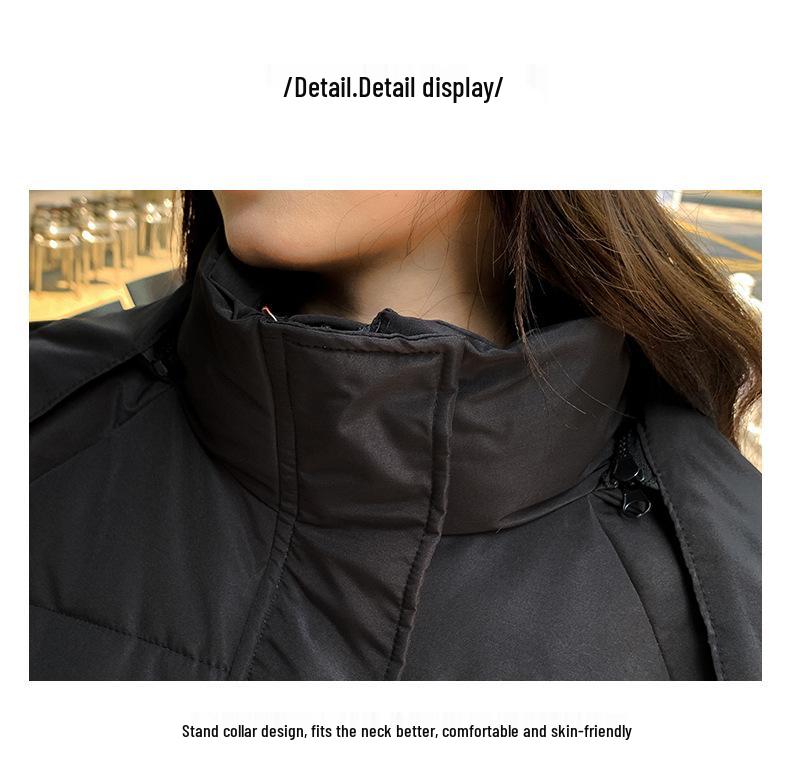 Women's 2024 Korean-Style Black Down Cotton Jacket - Winter Loose Fit, Trendy & Thickened for Students.