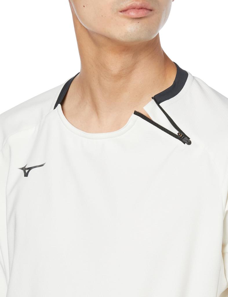 Mizuno Tech Shield Training Crew Long Snow Size 3XL Men's Wear, Neck, Sleeve, Windproof, Stretch, Water-Repellent, White, (Product Code 32MCA553)