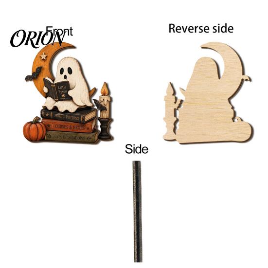 Niche Gothic Room Accessories Halloween Reading Ghost Figurine, Retro Wooden Statue, Vintage Desktop Bookshelf Decor Ornament with Stacked Book