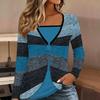 Tops for Women  Geometric Print Long Sleeve Fake Two‑Piece Top Fall Casual Slim Pullover Women's Long Sleeve Top