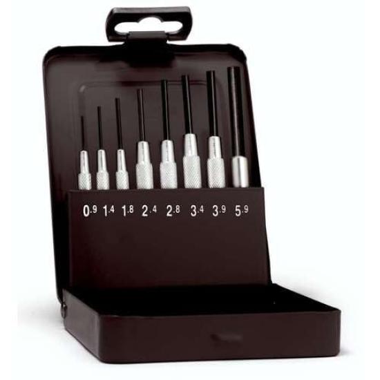 RENNSTEIG Parallel Pin Punch Set with Guide Sleeve, 8-piece Set, 457-100-5