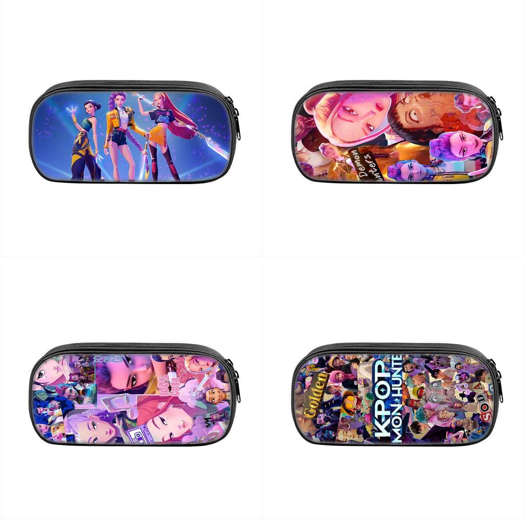 Kpop Demon Hunters Portable Pencil Pouch Nylon Storage Case For Kids And Teens