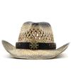 Outdoor Beach Hat Sun Hat New Men and Women Spray Paint Retro Denim Ethnic Style Straw Hat