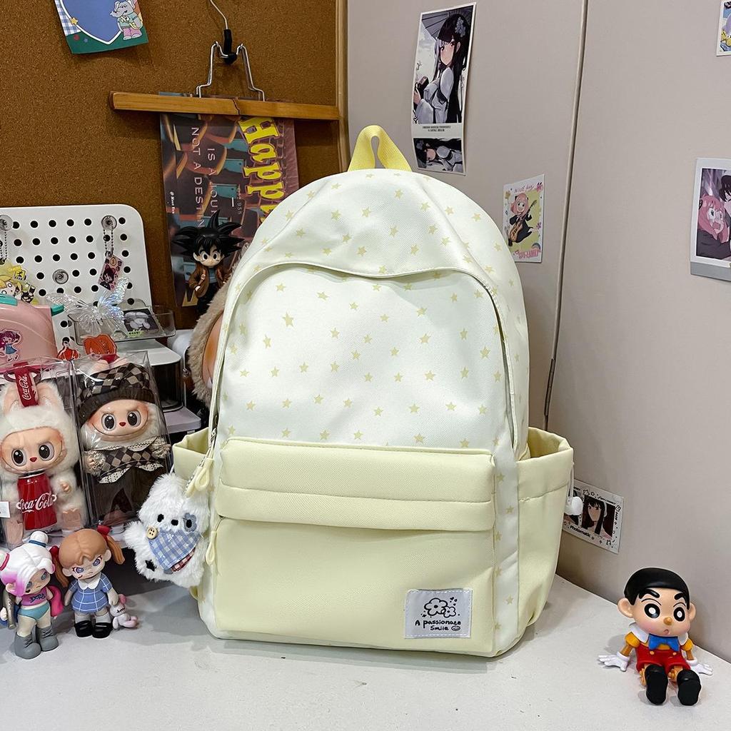 Schoolbag Female Japanese Ins Fresh and Sweet Star Backpack for Junior High School Students Versatile Lightweight Large-capacity Backpack