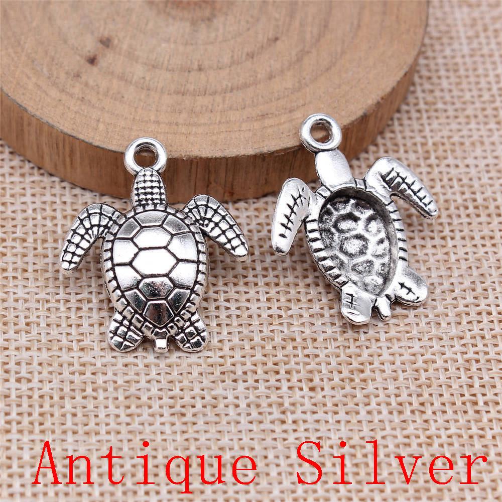 Turtle Shaped Charms Pendant For Bracelet Necklace Jewelry Making Craft Findings