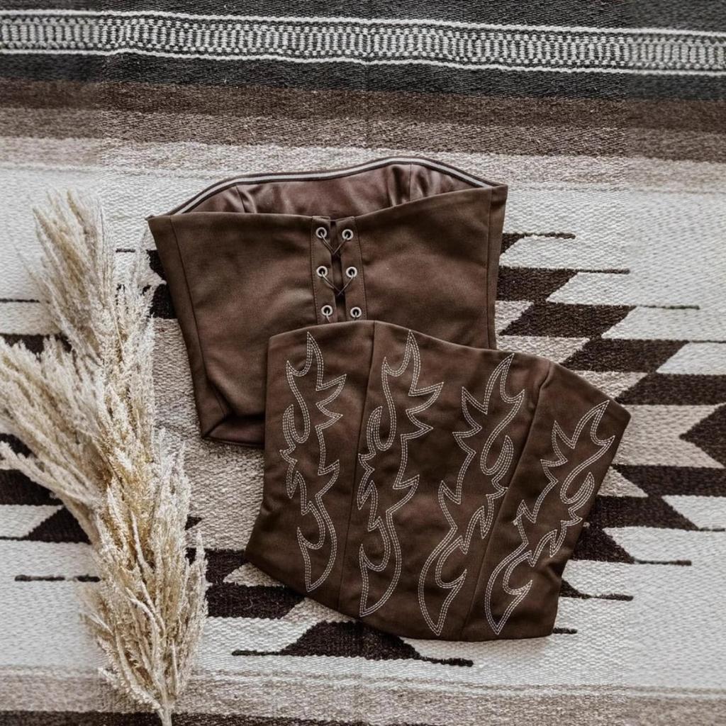 Summer Brown Digital Print Wrap Tie Back Cami Top for European American Women