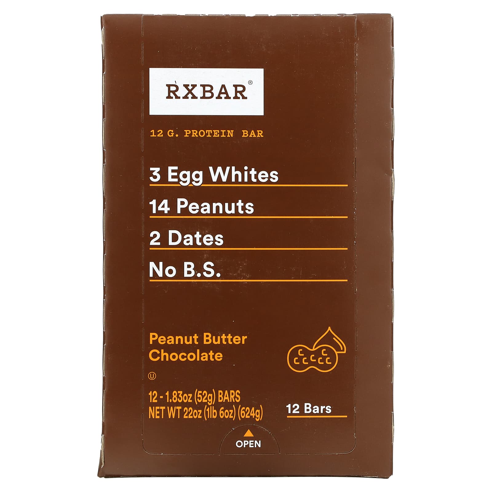 

RXBAR, протеїновий батончик, арахісова паста шоколад, 12 батончиків, 52г (1,83 унції) кожен