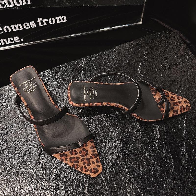 Sexy Set of Toe High Heels for Women's Spring and Summer 2025 New Niche One-word Strap Back Empty Stiletto Half-drag Sandals