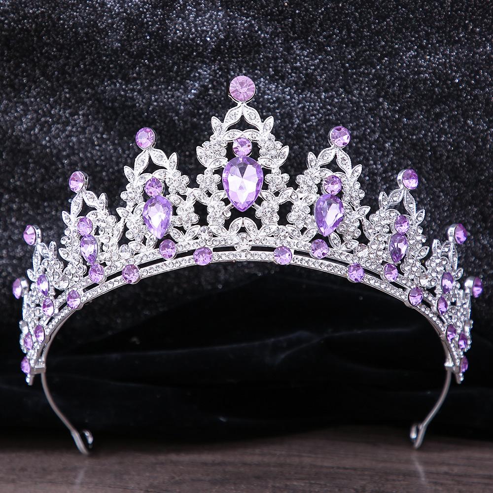 DIEZI Luxury Elegant AB Crystal Crown Hair Accessories Tiara For Women Party Red Purple Rhinestone Bridal Crown New Hair Zircon