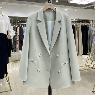 Autumn Fashionable England Style Ladies Blazers Double Breasted Notched Women's Coat