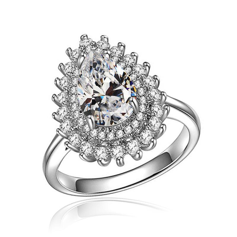 Hochwertiger tropfenförmiger Ring für Damen, Zirkon-Design für edle Damenringe, Accessoires für Bankettkleider