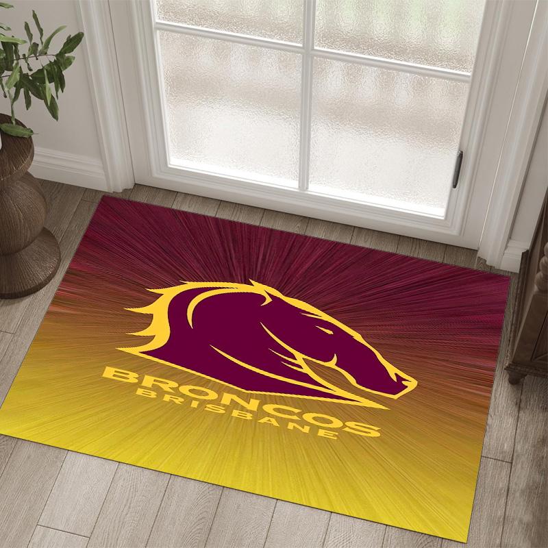 Brisbane Broncos Design Crystal Velvet Carpet Cozy Non?Slip Printed Rug For Bedroom Living Room Entrance