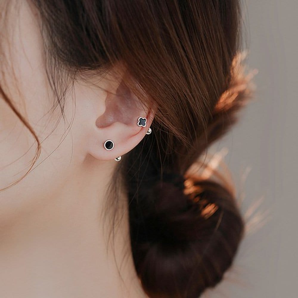 Barif Rose Gold Black Onyx Piercing