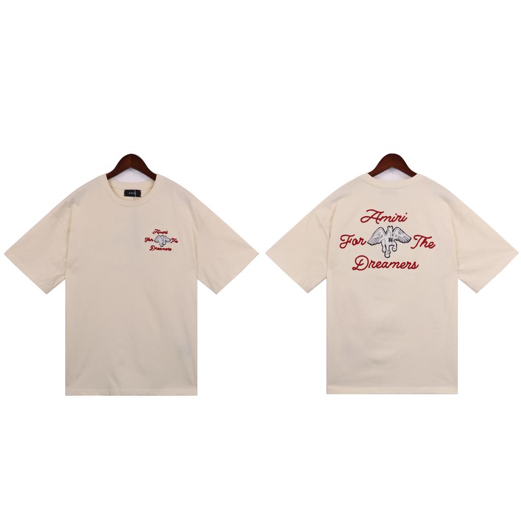 2243 Amiri 2025 Sommer Neu Herren- und Damen Locker Laundry Vintage Großes T-Shirt Paar T-Shirt Frotteestickerei
