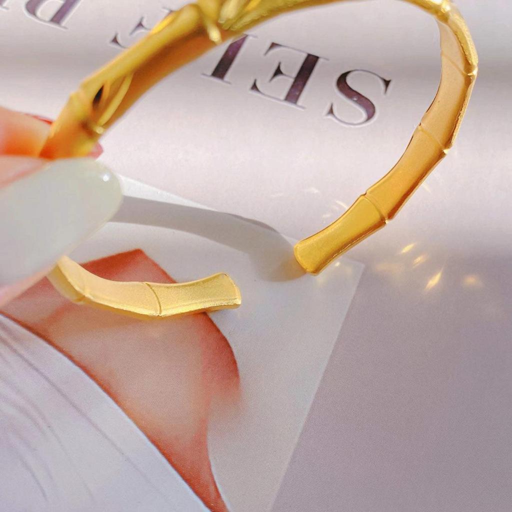 Gold-Plated Bamboo Joint Open Bangle – Versatile New Chinese Style Women’s Fashion Bracelet