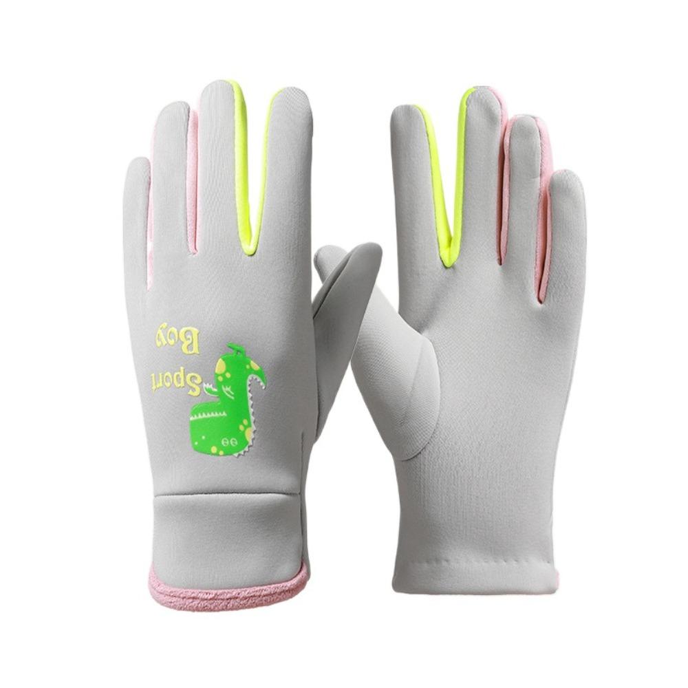 Cartoon Dinosaur Kids Winter Cycling Gloves Windproof Children's Outdoor Gloves  Snowy Day
