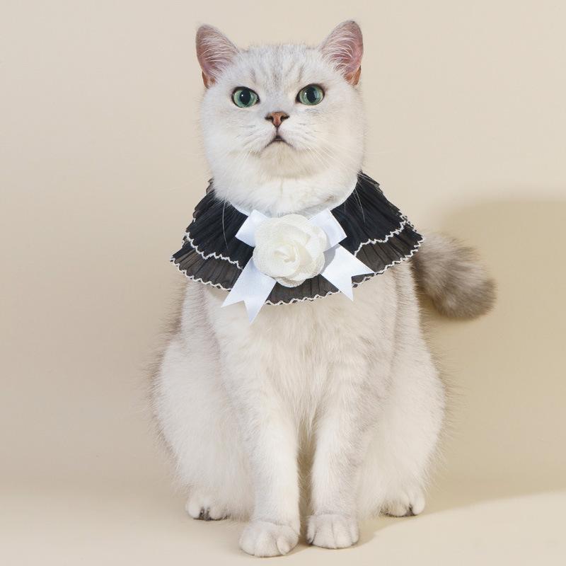 New Cat Pet Scarf, Small Fragrant Style, Cute Camellia Lace Collar, Saliva Towel Jewelry.