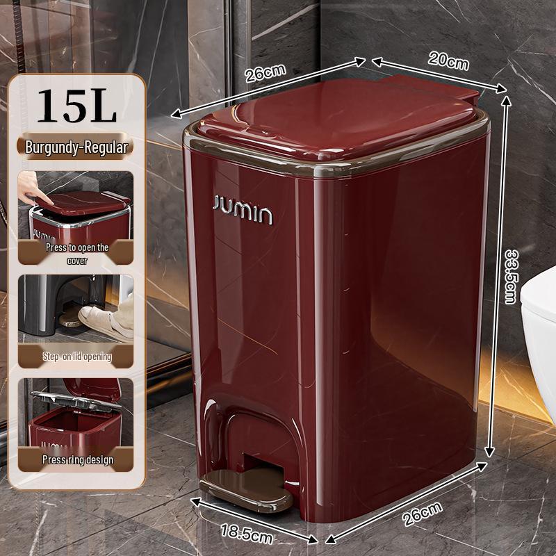 Luxury Pedal Trash Bin with Lid: Hands-Free Operation for Kitchen, Living, Dining, Bedroom