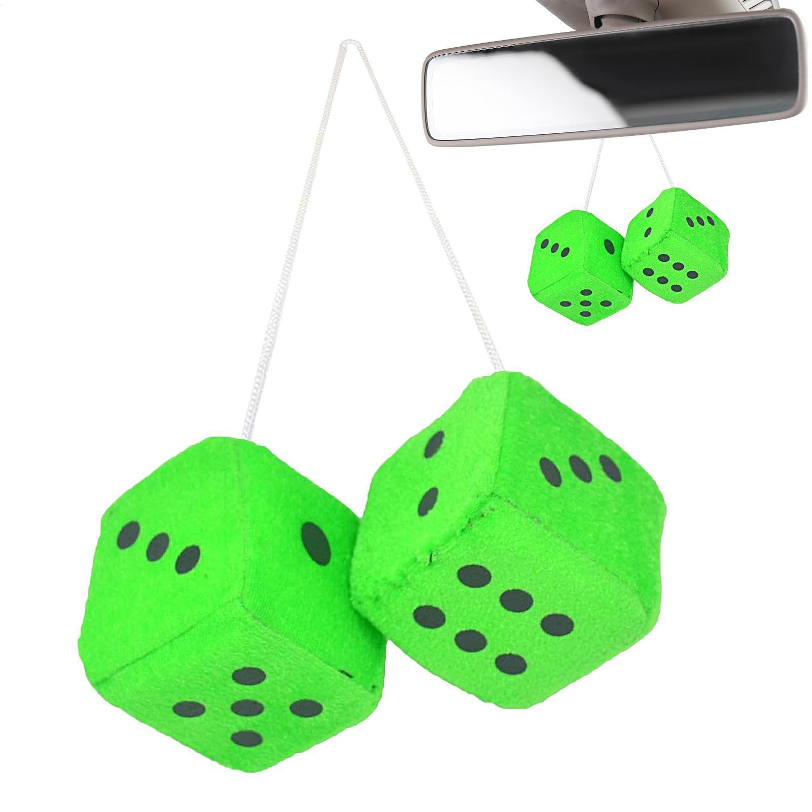 

Fluffy Plush Dice for Car Mirror - Retro Square Miller - Pair of Hanging Please refer to the description зелёный