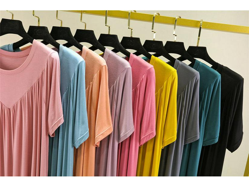 Summer Plus Size Modal V-Neck Pleated Dress - Casual Loose Short Sleeve Sleepwear
