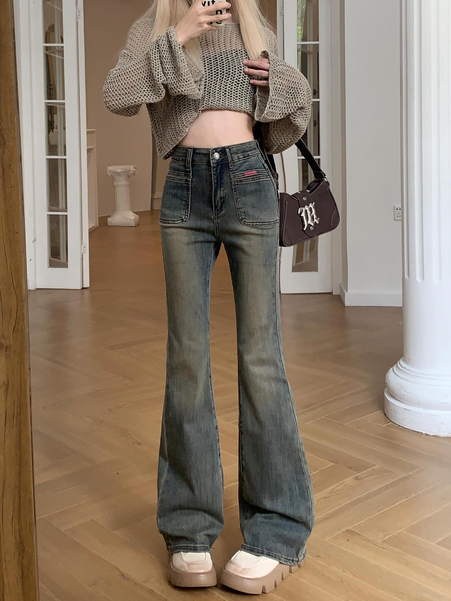 

Женские осенние джинсы с высокой талией XS Tall Washed Flared - 150 Короткие, прямые, узкие брюки Horseshoe S