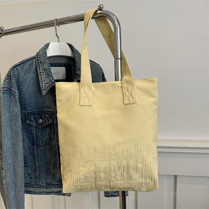 

Повседневная мягкая сумка большой вместимости женская весна 2025 года новая модная и художественная сумка через плечо персонализированная сумка-тоут жёлтый