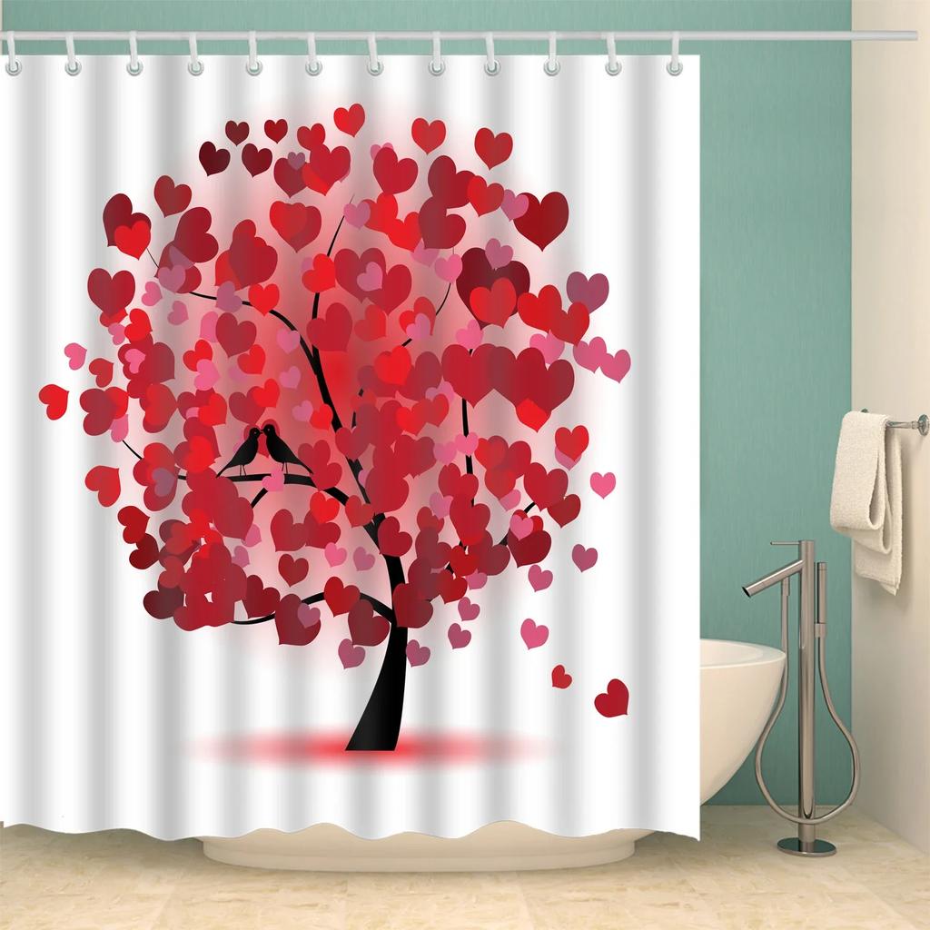 3D Tree Scenery Shower Curtains Bathroom Curtains High Quality Waterproof Polyester Bath Curtain with 12 Hooks for Home Decor