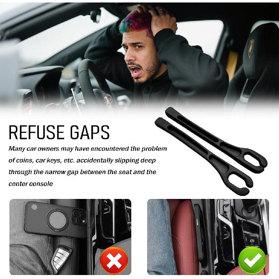 2PCS Car Seat Gap Filler Organizer,Soft Car Gap Filler Organizer For Filling Gaps With Storage Slots,Versatile Cars Seat Gaps Fillers Strip Cars
