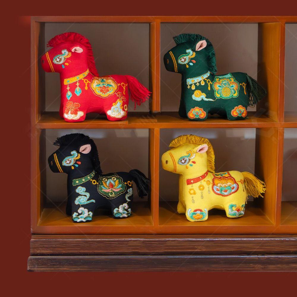Brocade Zodiac Horse Sachet Embroidery Refillable Mascot Pony Pendant Chinese Style Zipper Design Bag Horse Hanging Decoration