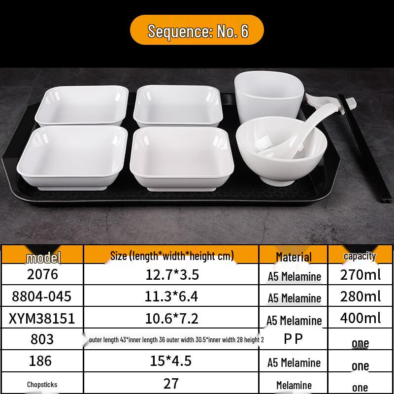 Commercial Compartmentalized Melamine Dining Tray Set