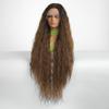 ALAN EATON Lace Front Super Long Brown Wavy Synthetic Wigs  Curly Wig for Women Cosplay Daily Natural Use Hair Heat Resistant Fiber