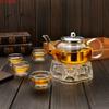 High Borosilicate Glass Teapot Stainless Steel Liner Filter Tea Kettle Kung Fu Tea Set 600ml Household Teapot