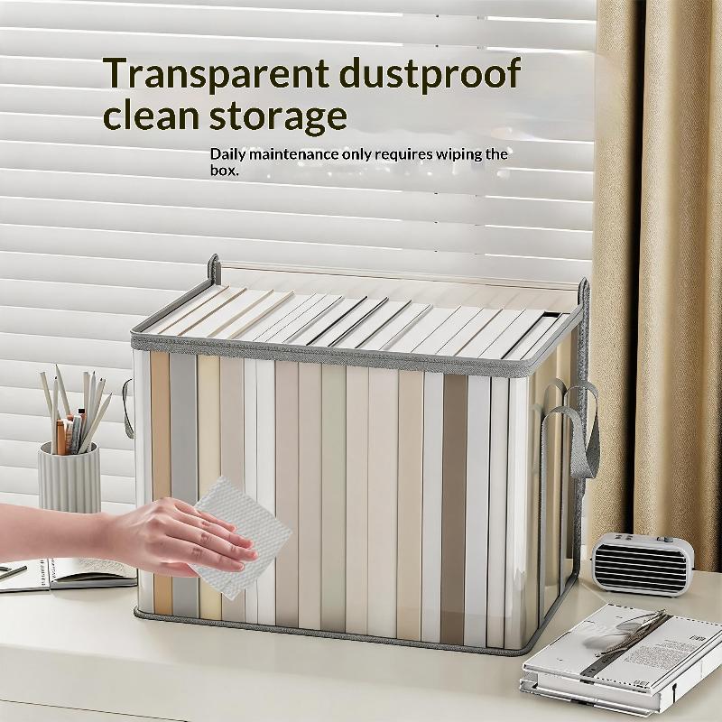 Clear Book Storage Bag Large Capacity Zipper Closure Sturdy Handles for Art Craft Supplies Stationery Organizer