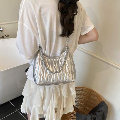 Bolsa de ombro única texturizada sob o braço feminina moda nova tendência verão bolsa de corrente versátil bolsa mensageira de moda