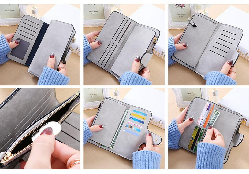 Korean Style Tri-fold Women's Wallet with Multi-card Slots - Frosted Two-tone Fabric