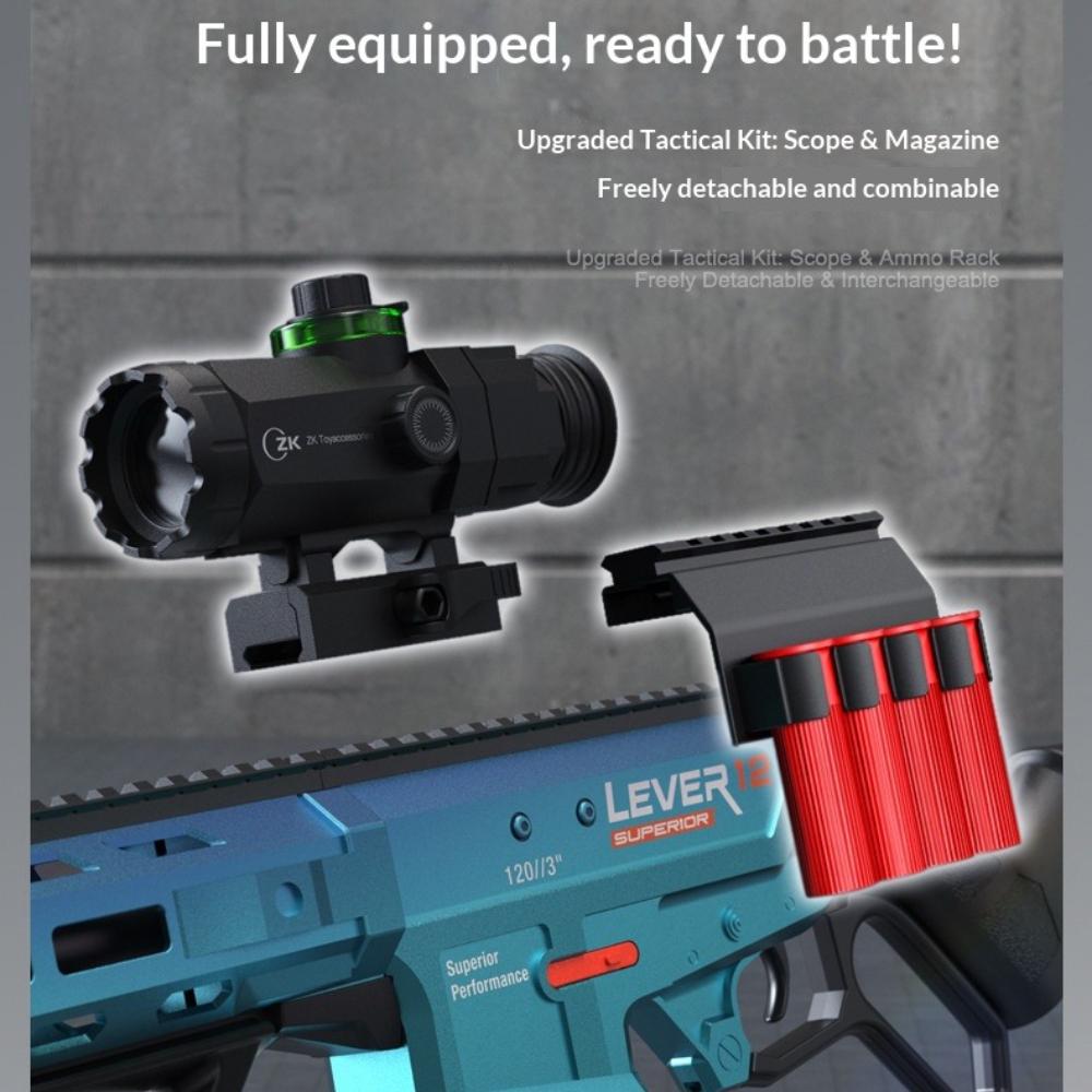 Pull Ring Loading Shell Throwing Soft Bullet Toy Gun Safety Foam Dart with Scope Sight, Outdoor Shooting Play Toy for Children