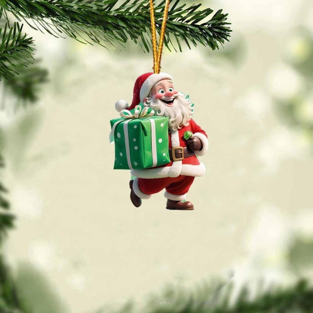 Christmas Tree Cat Pendant 2D Acrylic Christmas Hanging Decoration Funny Christmas Cat Snowman Ornaments Party Decor Xmas Gift