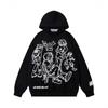 Oversized Hooded Sweatshirt Men Women Streetwear Loose Fit Graphic Print Long Sleeve Pullover Casual Jacket