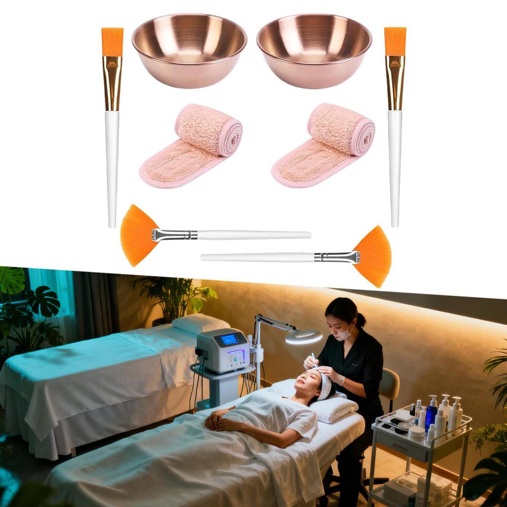 Face Mixing Bowl Set Tools Kit with Bowls Brushes Headbands Portable