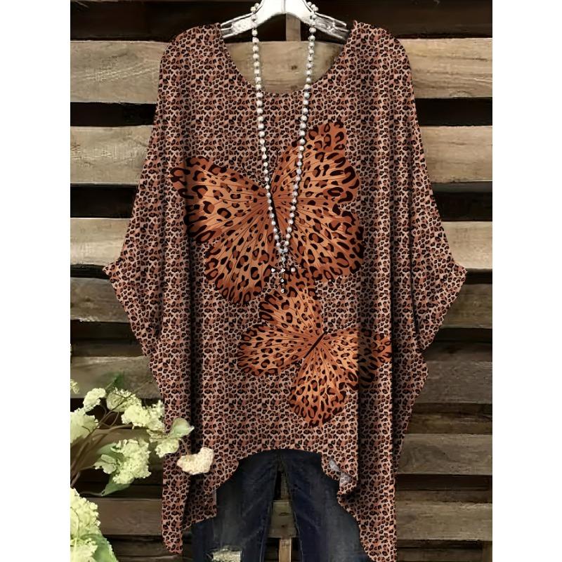 

Butterfly pattern all over printed T-shirt large size round neck short sleeves 8XL