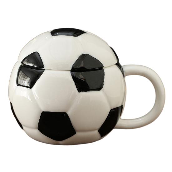 

Кружка для кофе на спортивную тематику с крышкой Футбол Бейсбол Керамическая чашка Черно-белая клетка Красная строчка Защита от проливания Безопасна для микроволновой печи Чашка для чая Football