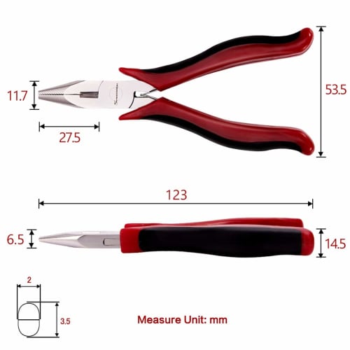 SPEEDWOX 123mm Long Nose Pliers, Mini Pliers, Cuttable, CR-V Steel, Micro, Compact, Lightweight, Grooved, Perfect for Precision Work, Beading, Accesso