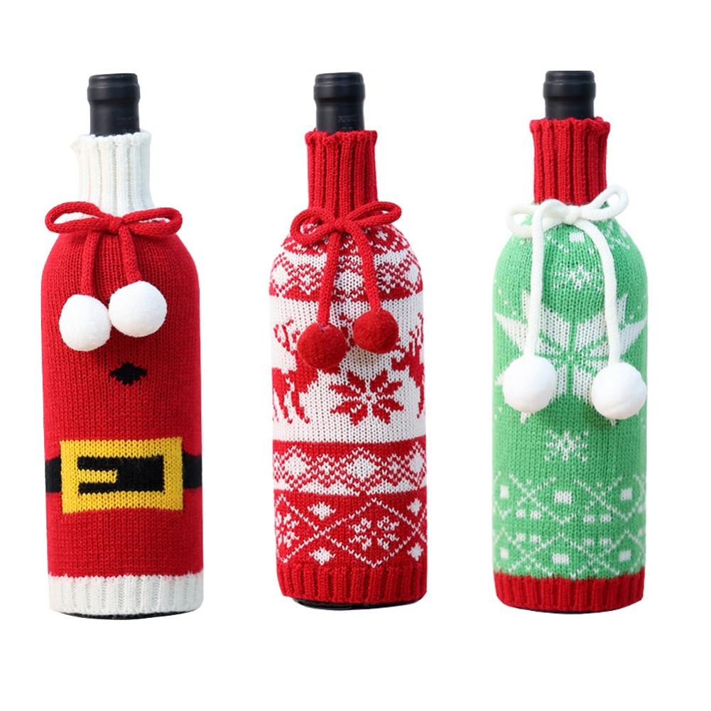3Pack Knitted Wine Bottle Covers for Holiday Parties Suitable for Adding Festive Touch to Christmas and Seasonal Gatherings