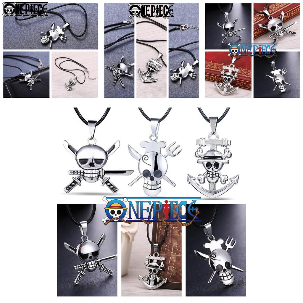 One Piece Anime Roronoa Zoro Skull Necklace For Youth, Black Rope Chain Design