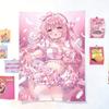 Pink Anime Girl Tapestry Cute Kawaii Pink Hair Wall Hanging INS Style Aesthetic Room Decor for Bedroom Dorm