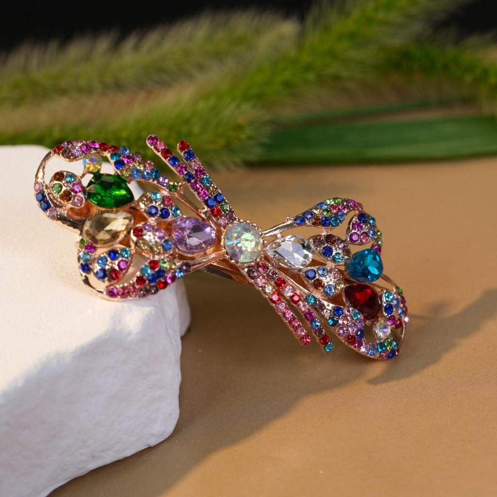 Élégante Barrette à Cheveux Coréenne Rétro en Cristal pour Adultes - Accessoire de Coiffure Printanier pour Queue de Cheval