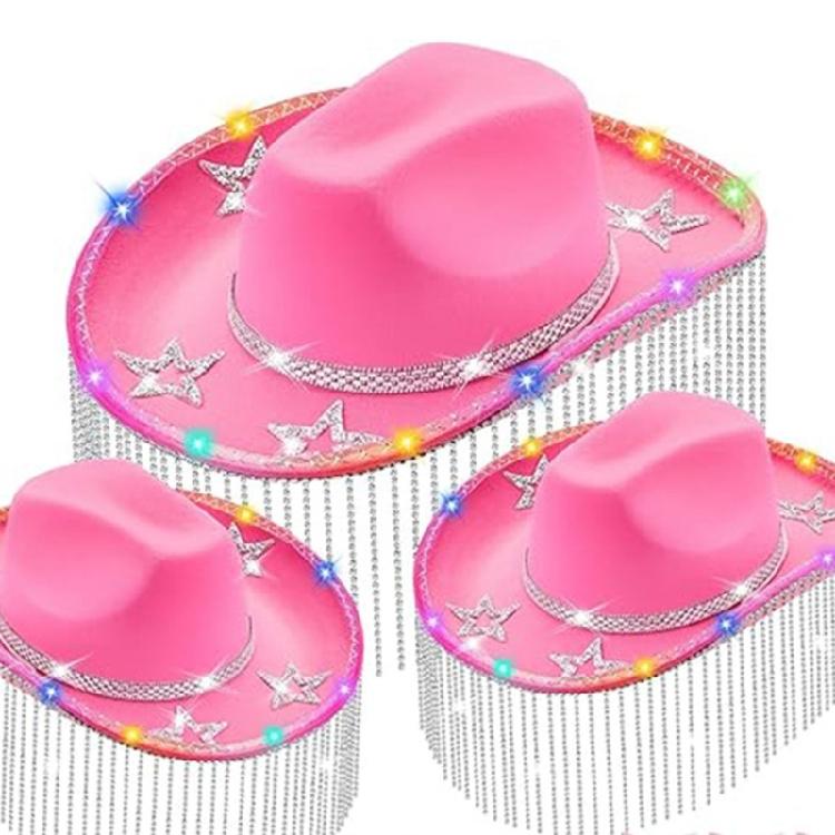 Crystal Cowboy Hat Flickering Tassels Hat for Disco House Cocktail Parties