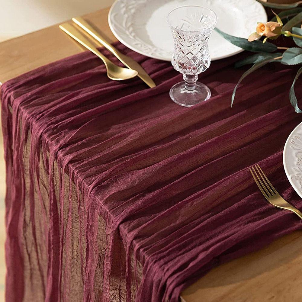 90x180/300cm Gauze Tablecloth Vintage Cheesecloth Table Setting Long Table Runners Beach Wedding