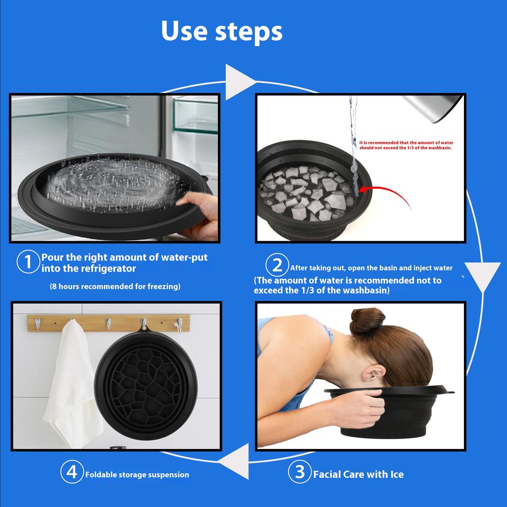 Folding Face Ice Bath Basin Portable Wash Bath Basin Bathroom Facials Skin Care Kitchen Accessories Wash Bowl for Home Travel