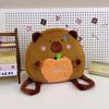 Soft Capybara Shoulder Bag Cute Cartoon Doll Backpack School Bag Plush Capybara Daypack  Girls